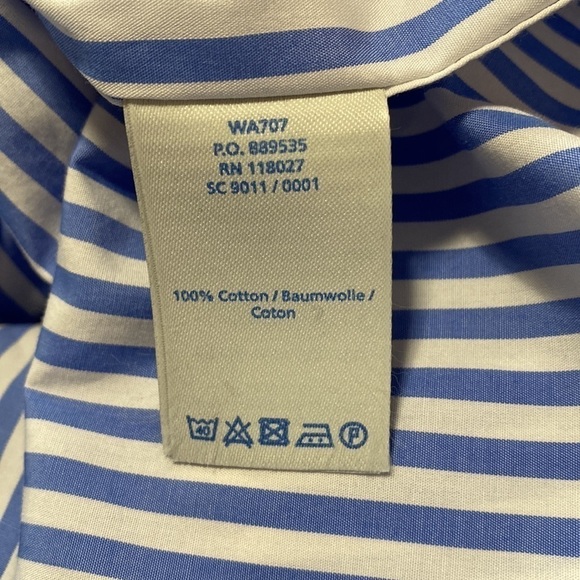 BODEN Girl Fit Blue White Striped Shirt Button Down Sz 4 - Picture 11 of 13